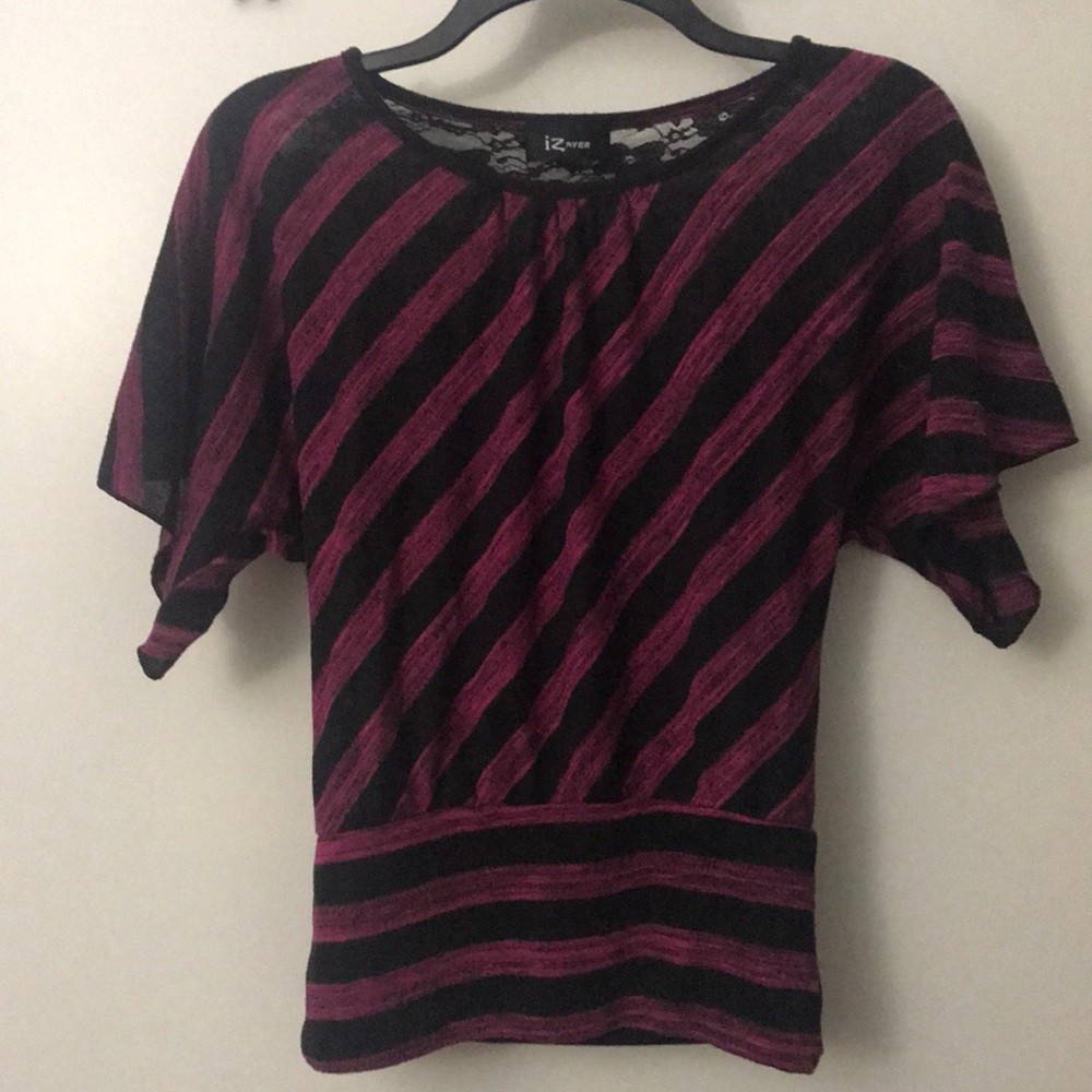Iz Byer Pink and black blouse